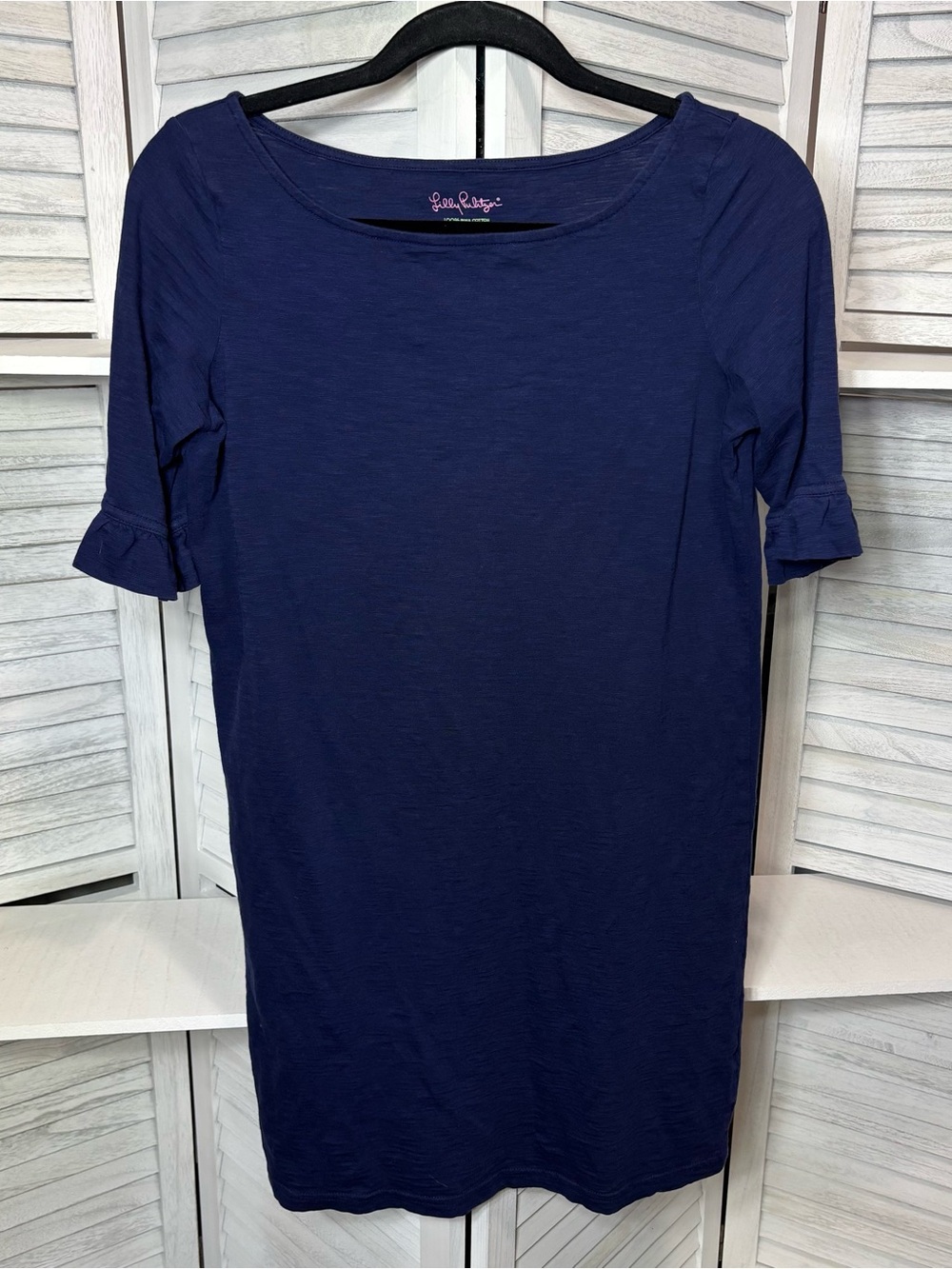 Lilly Pulitzer Somerset Navy Ruffle Sleeve Dress Size Small